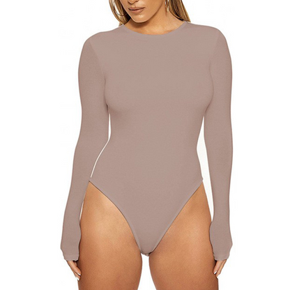 Women’s Seamless Stretch Crew Neck Long Sleeve Bodysuit