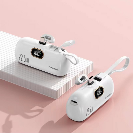 Mini Portable Power Bank with Built-In Cable