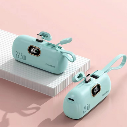 Mini Portable Power Bank with Built-In Cable