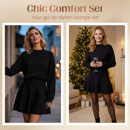 Women’s Mock Neck Knit A Line Mini Dress