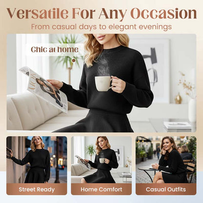 Women’s Mock Neck Knit A Line Mini Dress
