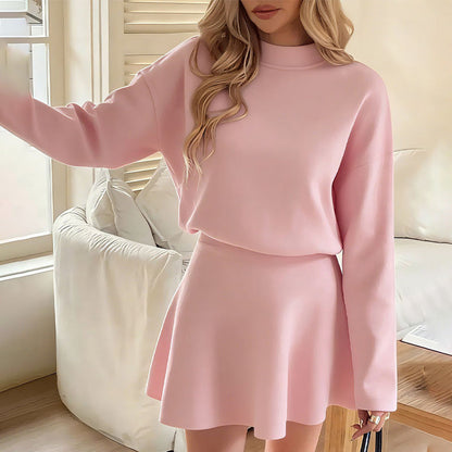 Women’s Mock Neck Knit A Line Mini Dress
