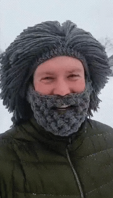 Winter Knit Wig and Beard Hat