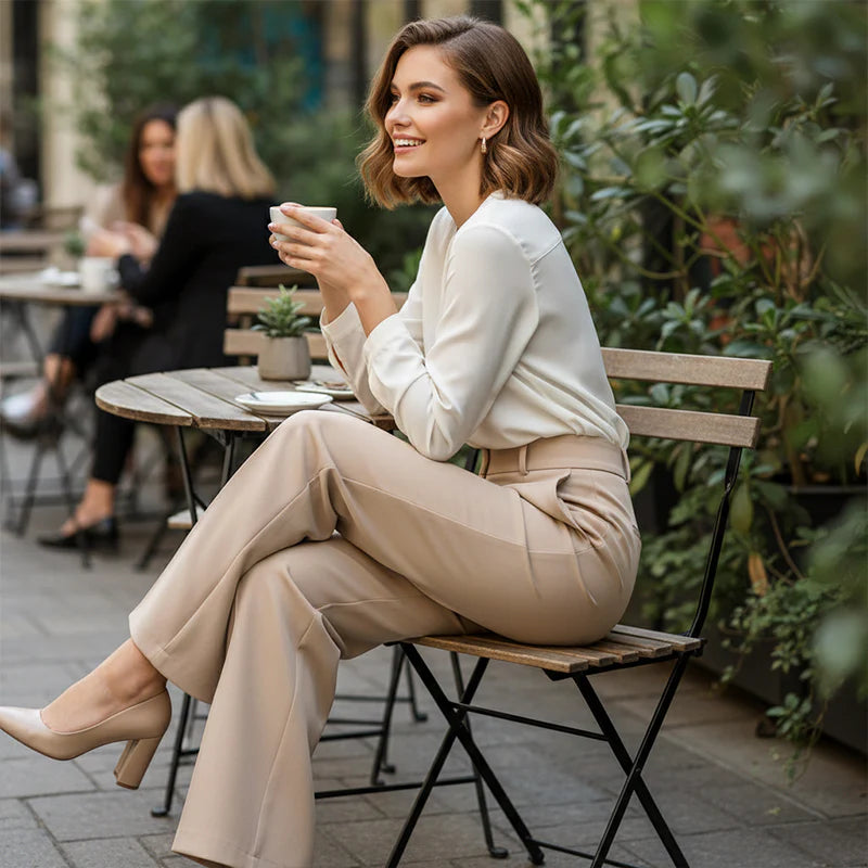Women’s High Waist Wide Leg Smart Trousers