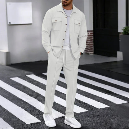 Men’s Waffle-Texture Jacket and Trousers Set