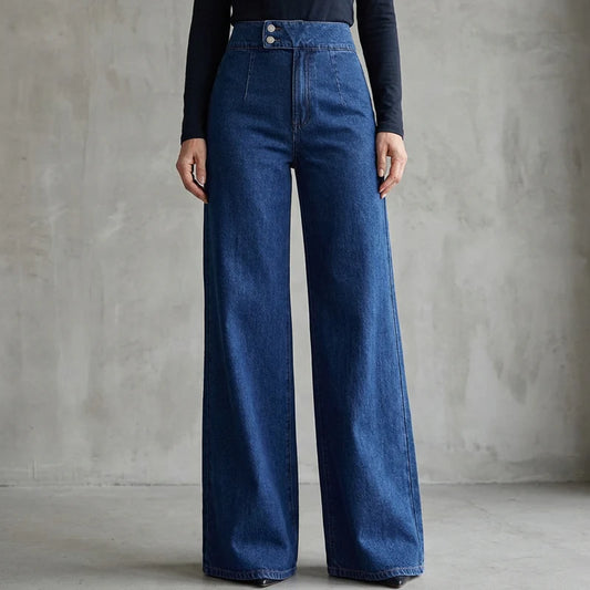 Women’s Asymmetrical High Waist Wide Leg Jeans