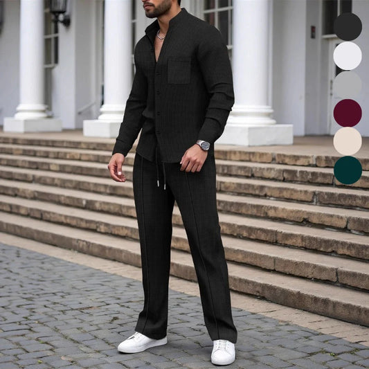 Men’s Textured Shirt and Trousers Set