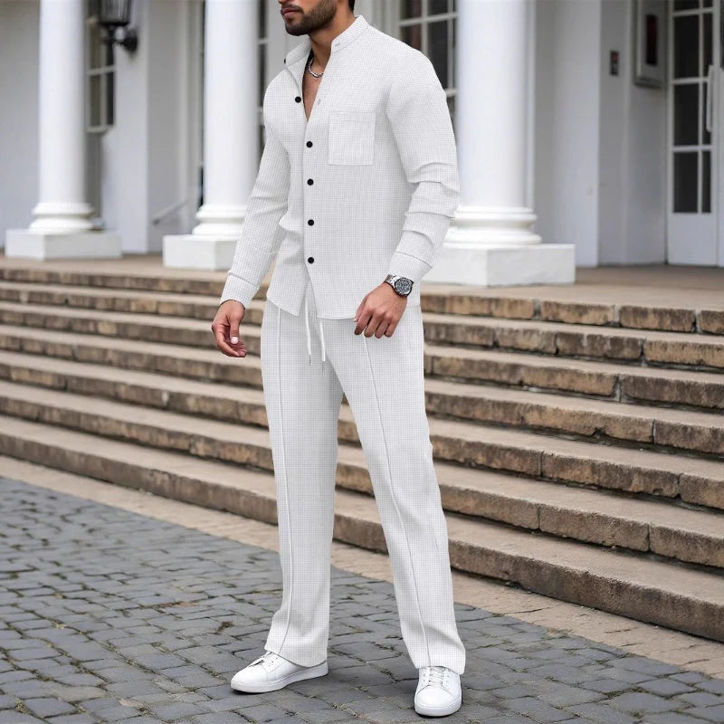 Men’s Textured Shirt and Trousers Set