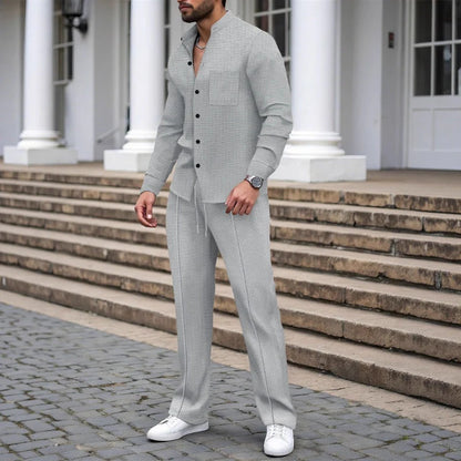 Men’s Textured Shirt and Trousers Set
