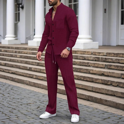 Men’s Textured Shirt and Trousers Set