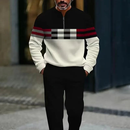 Men’s Modern Graphic Quarter Zip Tracksuit Set