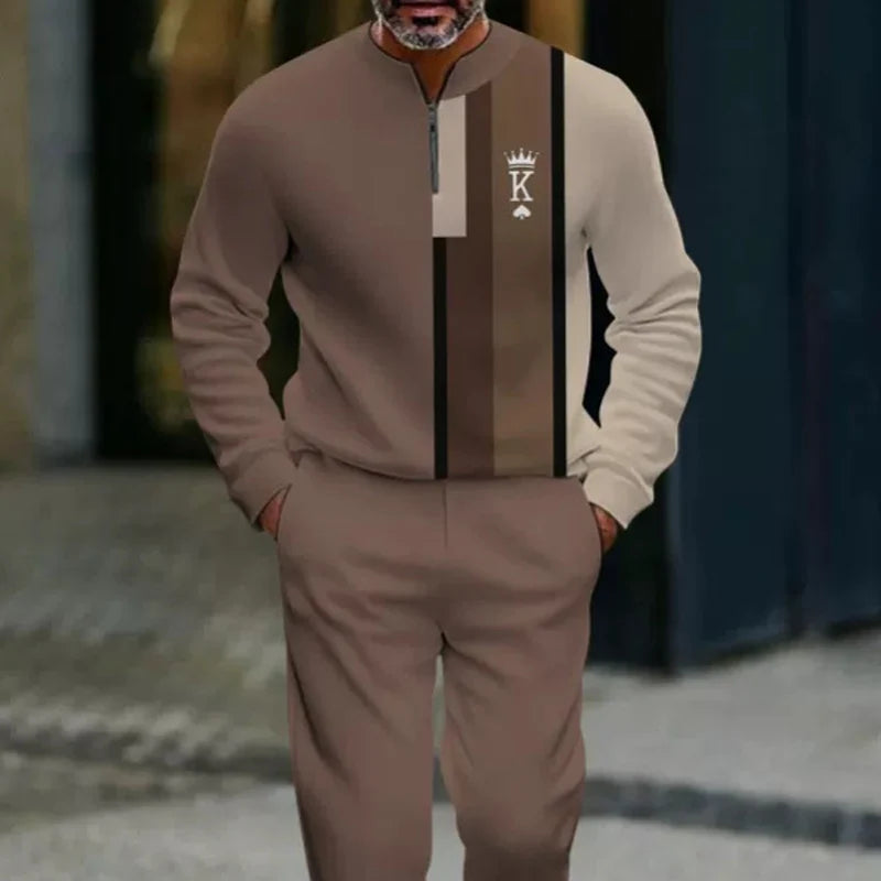 Men’s Modern Graphic Quarter Zip Tracksuit Set