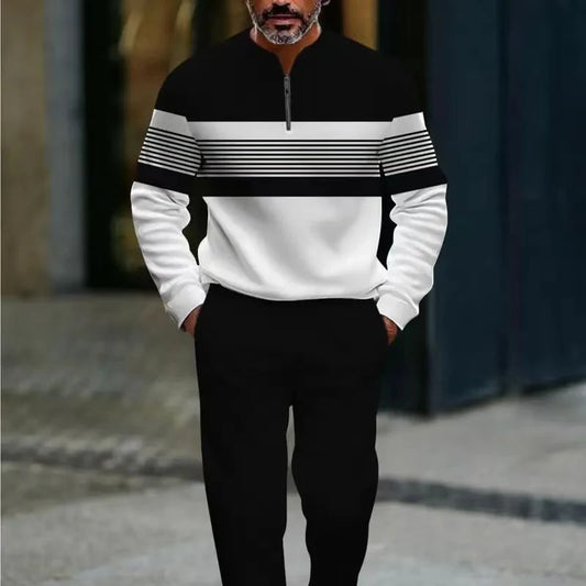 Men’s Modern Graphic Quarter Zip Tracksuit Set