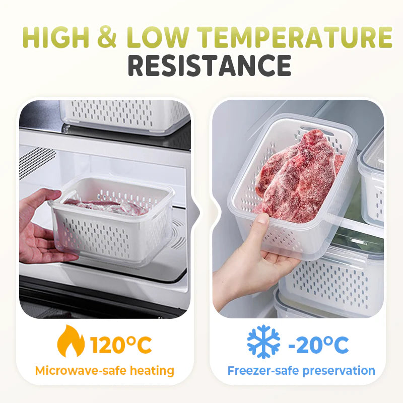 Food Storage Container with Removable Drainer & Airtight Lid