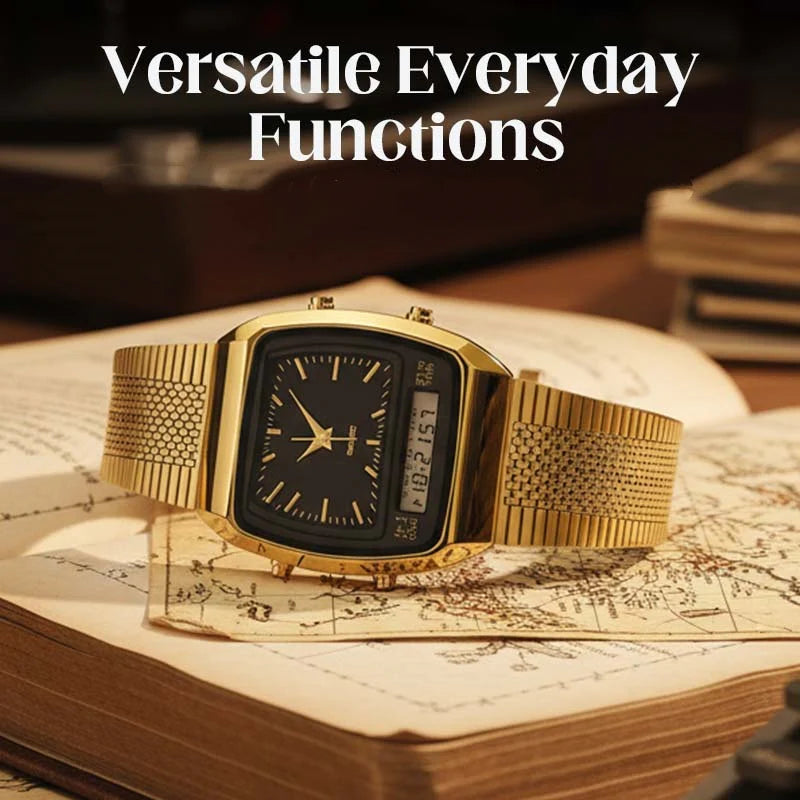 Men's Retro Square Dual-Display Watch