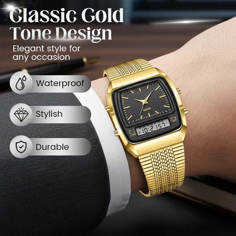 Men's Retro Square Dual-Display Watch