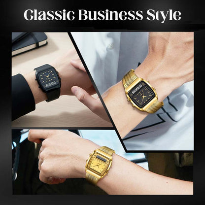 Men's Retro Square Dual-Display Watch