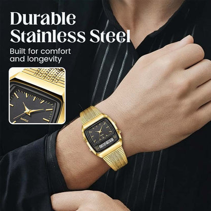 Men's Retro Square Dual-Display Watch