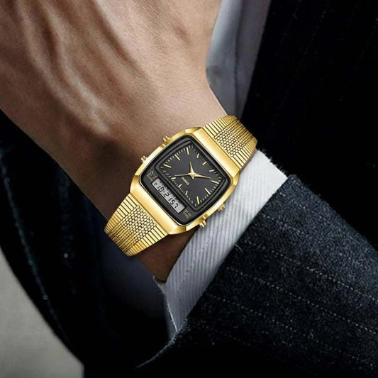 Men's Retro Square Dual-Display Watch