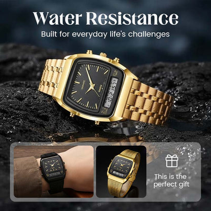 Men's Retro Square Dual-Display Watch