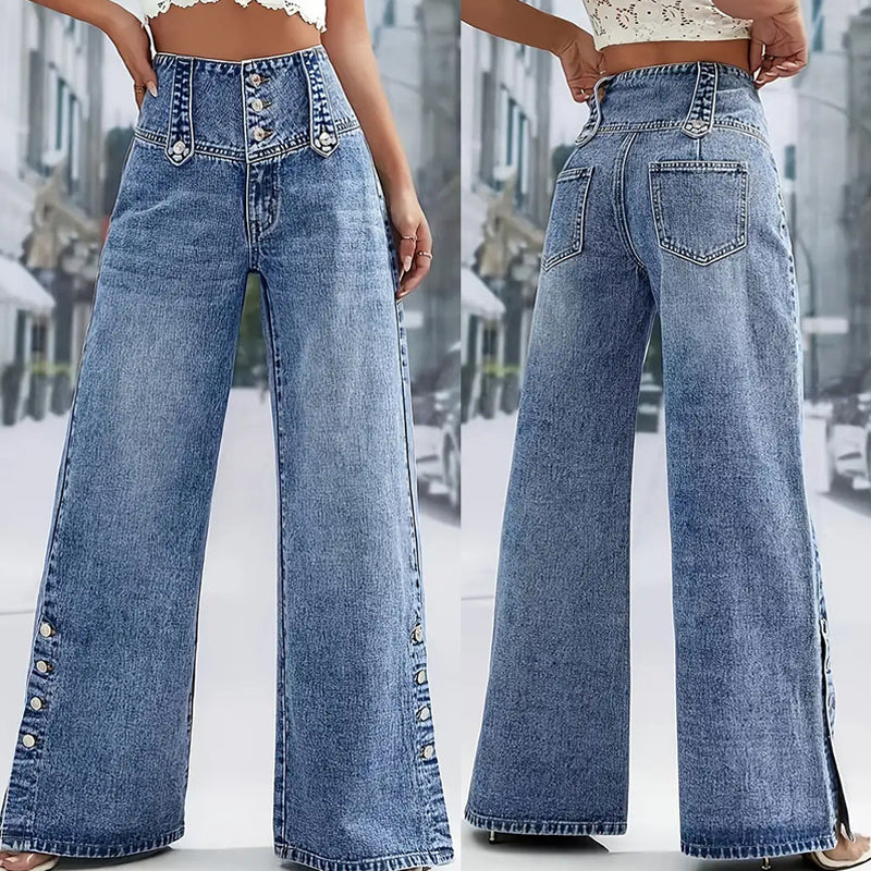 Women’s High-Waist Wide-Leg Stretch Jeans