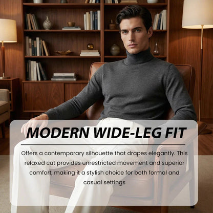 Men’s Relaxed Pleated Wide-Leg Everyday Trousers