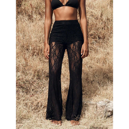 Women’s High-Waist Lace Flared Trousers