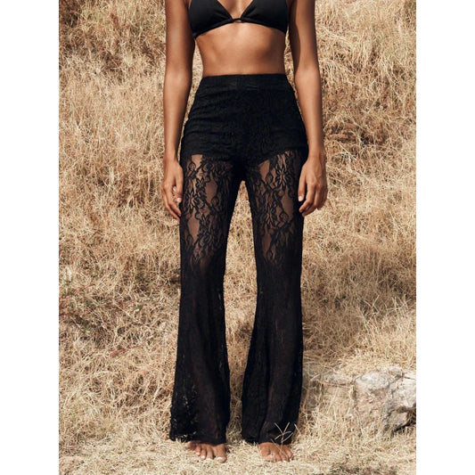 Women’s High-Waist Lace Flared Trousers