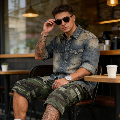 Men’s Camouflage Multi-Pocket Cargo Shorts