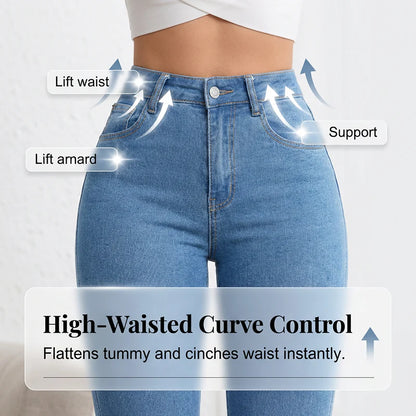 High-Waist Stretch Flared Denim Jeans