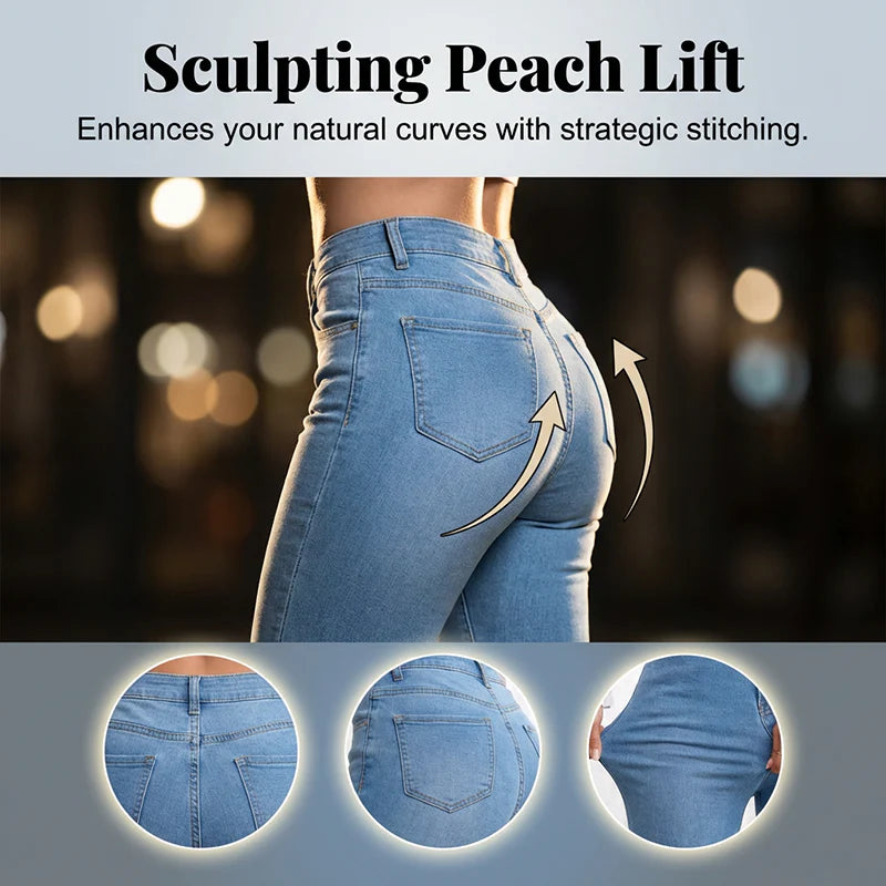 High-Waist Stretch Flared Denim Jeans