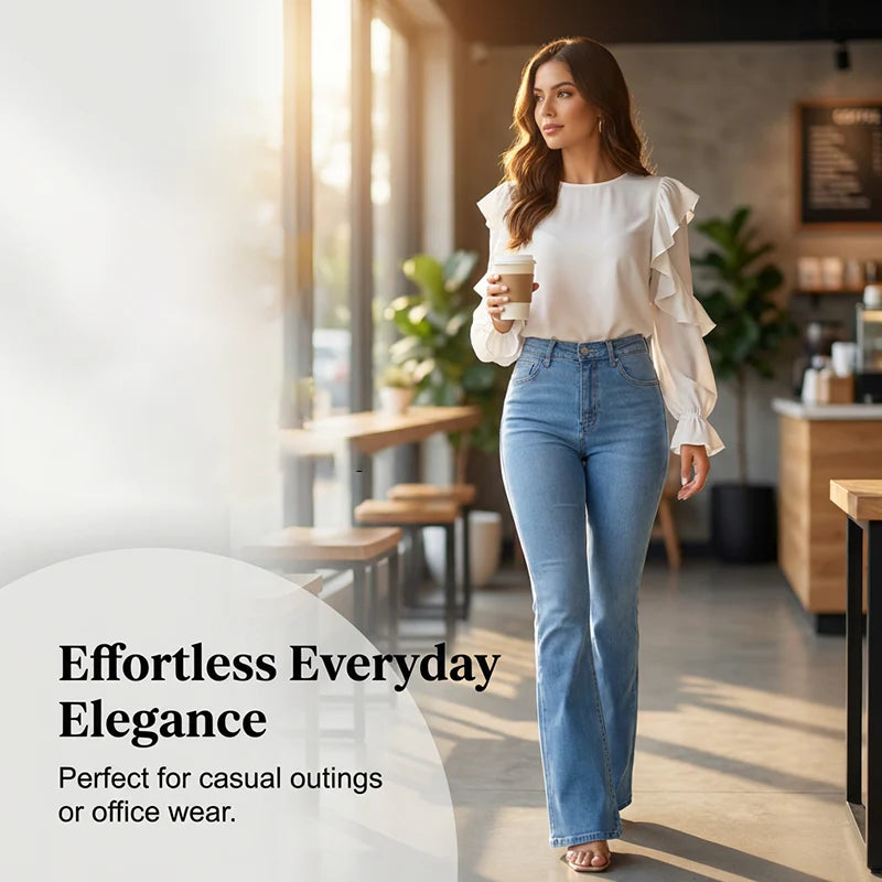 High-Waist Stretch Flared Denim Jeans