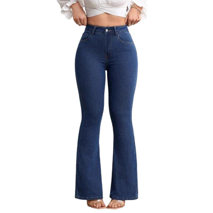 High-Waist Stretch Flared Denim Jeans