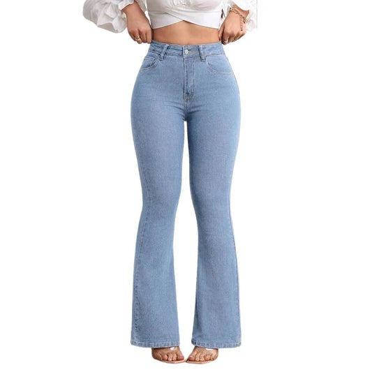 High-Waist Stretch Flared Denim Jeans