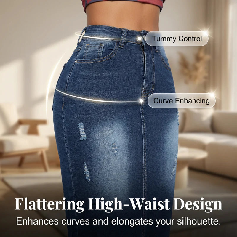 Women's High-Waisted Denim Skirt