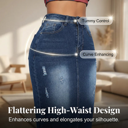 Women's High-Waisted Denim Skirt