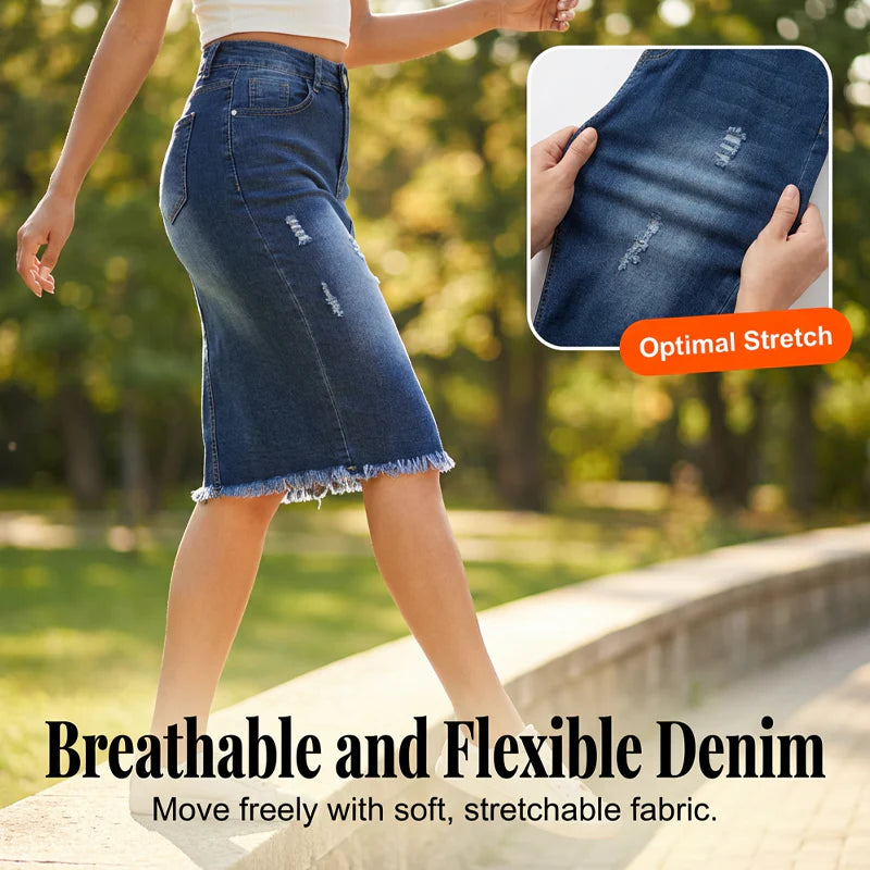 Women's High-Waisted Denim Skirt