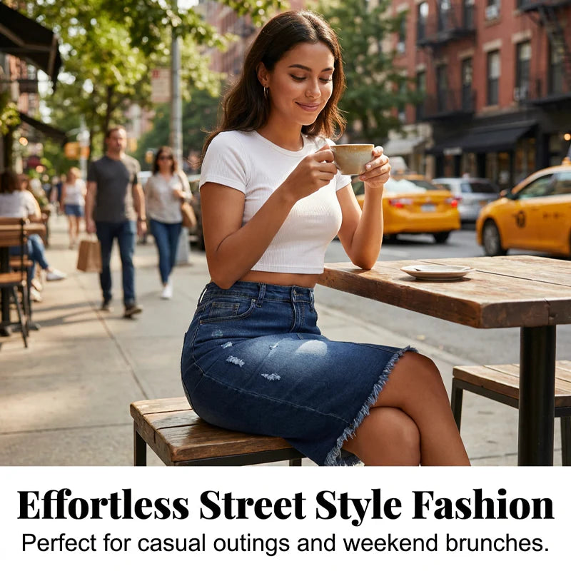Women's High-Waisted Denim Skirt
