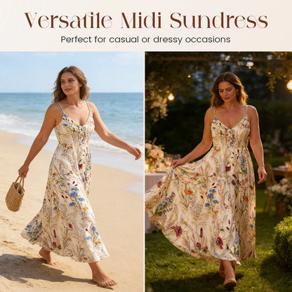 Women's Plus-Size Floral Midi Dress