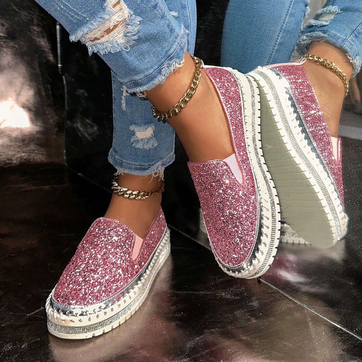 Women’s Sequin Slip-On Comfort Shoes