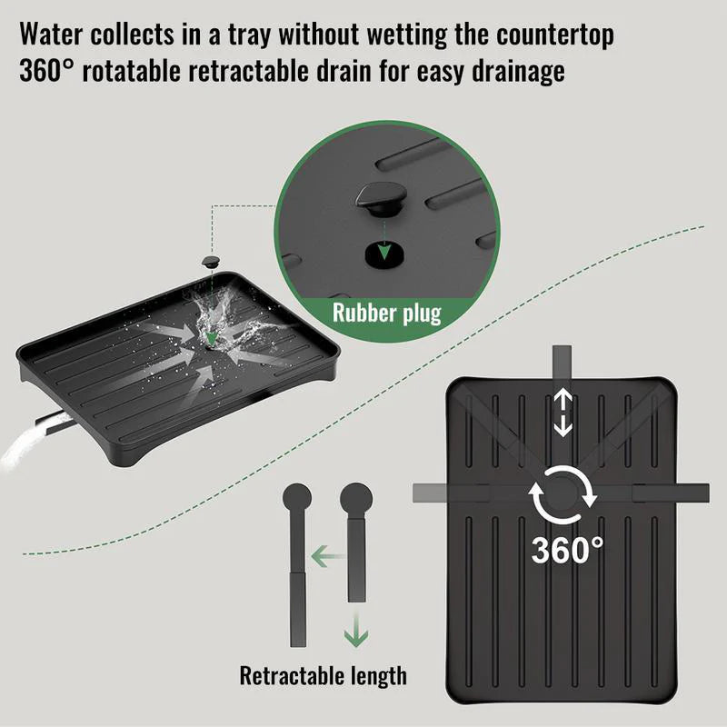 Two-Tier Kitchen Dish Drying Rack with Drain Tray