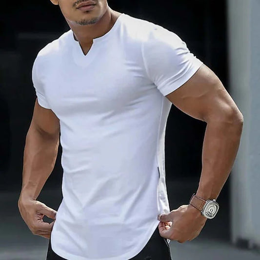 Men’s Fitted Solid Colour Athletic V-Neck T-Shirt