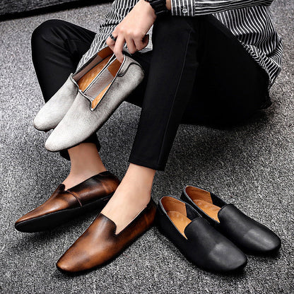 Men’s Pointed Toe Flexible Slip-On Flat Shoes