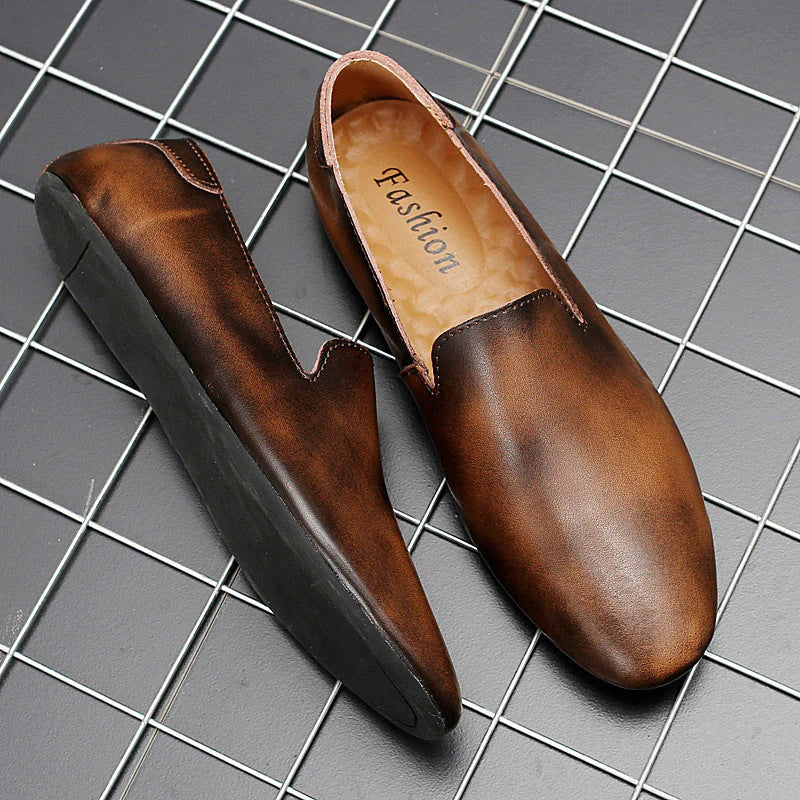 Men’s Pointed Toe Flexible Slip-On Flat Shoes