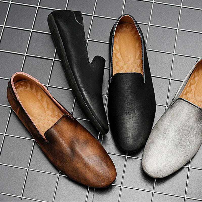 Men’s Pointed Toe Flexible Slip-On Flat Shoes