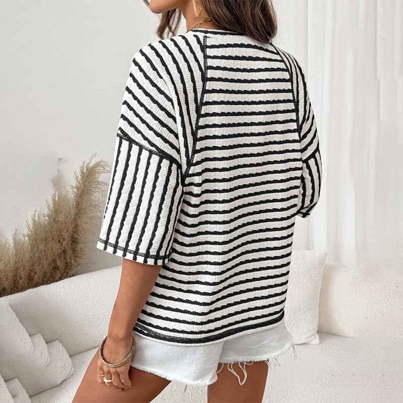 Women’s Relaxed Fit Striped Short Sleeve T-Shirt