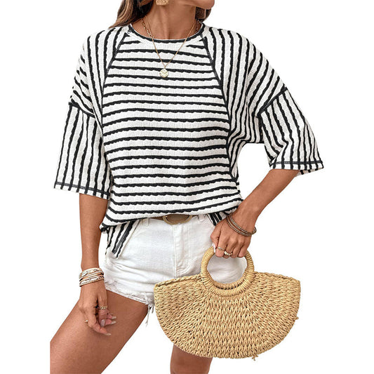 Women’s Relaxed Fit Striped Short Sleeve T-Shirt