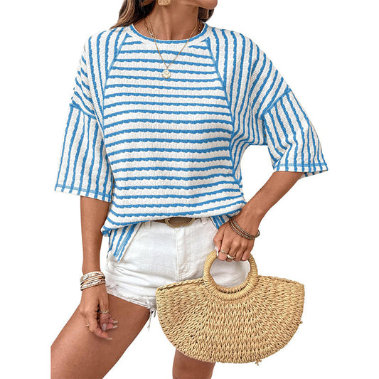 Women’s Relaxed Fit Striped Short Sleeve T-Shirt