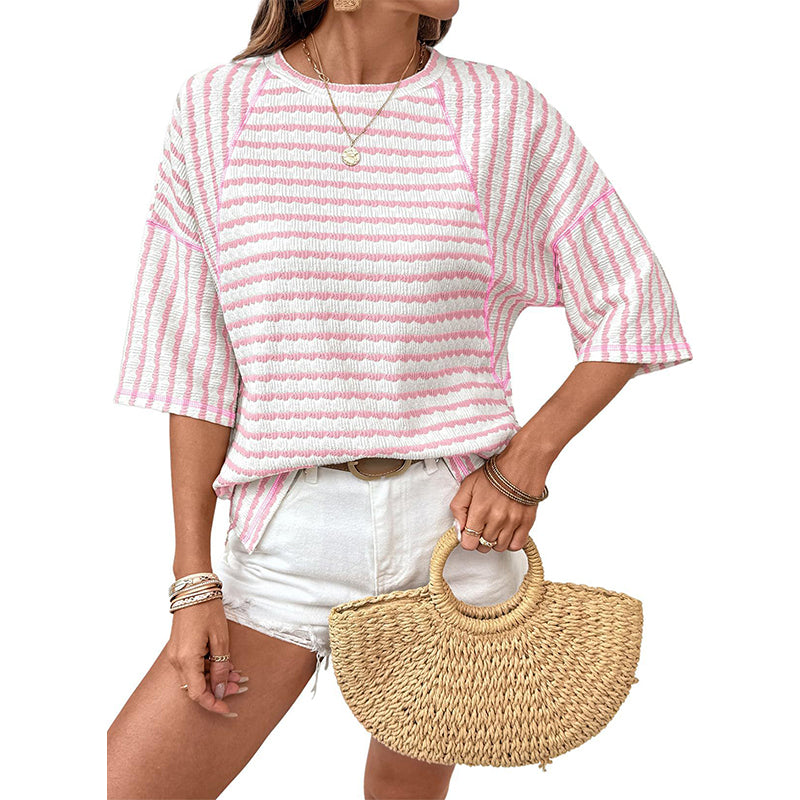Women’s Relaxed Fit Striped Short Sleeve T-Shirt