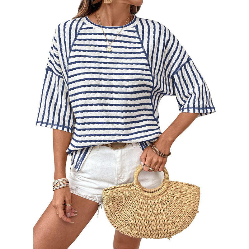 Women’s Relaxed Fit Striped Short Sleeve T-Shirt